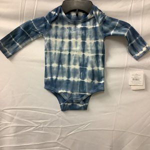 Pehr Kids Blue Tie Dye Long Sleeve Classic One Piece Bodysuits Size 6-12 Month